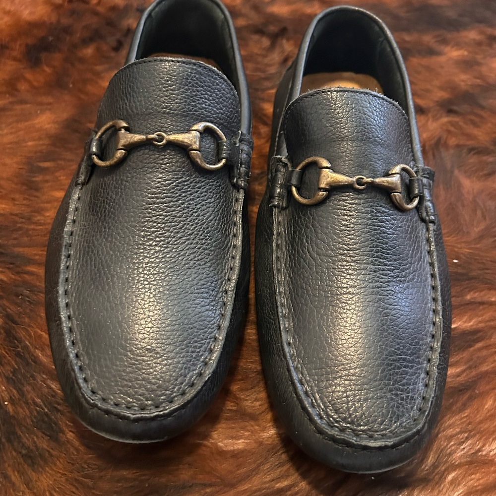 Italian black leather loafers, fantastic condition. US size 10.5.